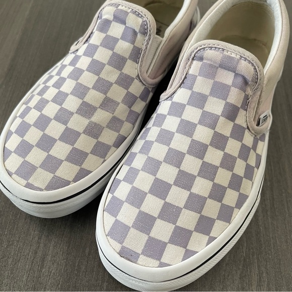 Vans kids light purple white checkered slip on sneakers shoes size 3 - Picture 7 of 10